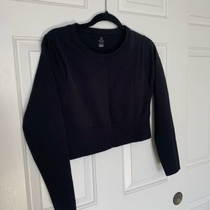 Aerie Offline Long Sleeves Cropped Active Tee - Black